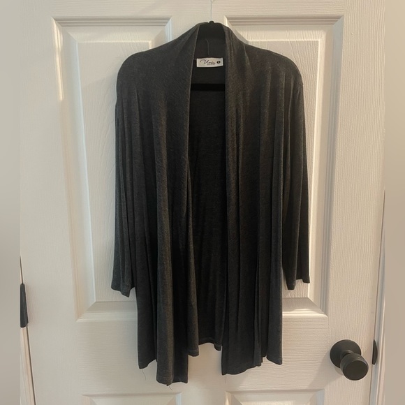 Draped Open Front Cardigan - Picture 1 of 10